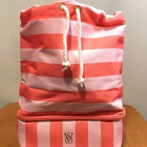 NWT Victoria Secret bookbag and cooler combo, pink striped.